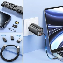 NM Store® Cep Tipi 60W Bas Aç Type-C,İphone Şarj,Micro USB Hızlı Şarj Data Kablo Seti