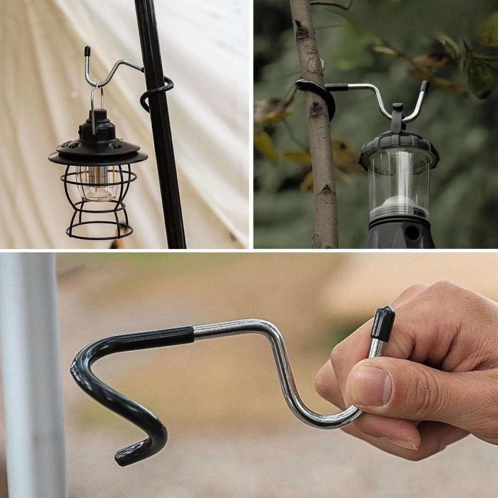 NM Store® Kamp İçin Çok Fonksiyonlu S-Şekilli Direk Askısı Kaymaz Paslanmaz Çelik Eşya Asma Kancası