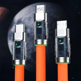 NM Store®  3 Şarj Aleti 1 Arada Çinko Alaşım Hızlı Şarj Kablosu Turuncu