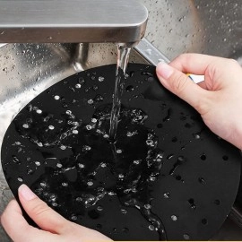 NM Store® Siyah Isıya Dayanıklı Yıkanılabilir Silikon Fırın Ve Airfryer Yuvarlak Model Pişirme Matı 23 Cm