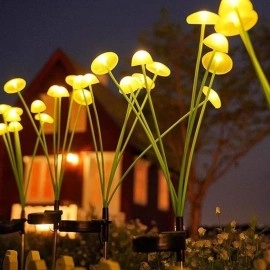 2 Adet Plastik Mantar Solar Bahçe Lambası Güneş Enerjili LED Dış Mekan Aydınlatma