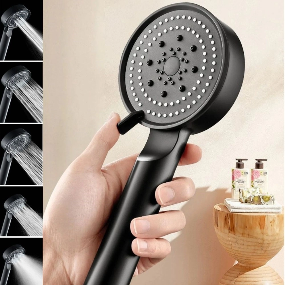 NM Store® 5 Fonksiyonlu Yüksek Basınçlı Ayarlanabilir Siyah Duş Başlığı