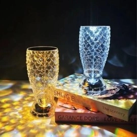 NM Store® Balık Süzgeç Model USB Şarjlı Kumandalı 16Farklı Işık Modlu Masa Üstü Kristal Akrilik Led