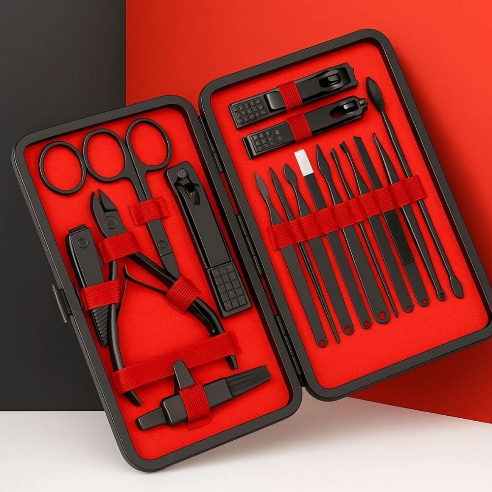 NM Store® 24 Parça Kendiliğinden Deri Çantalı Seyahat Tipi Manikür Pedikür Seti