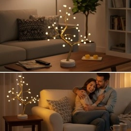 Masaüstü Boncuklu Şarjlı Ağaç Lamba 3 Kademe Dokunmatik LED Dekoratif Ortam Işığı