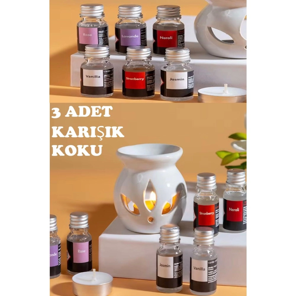 Sonx 3’lü Aromaterapi Uçucu Yağ Seti ve Seramik Buhurdanlık – Rahatlatıcı Oda Kokusu & Spa Deneyimi