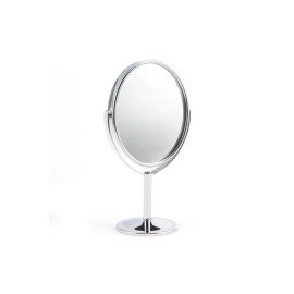 SONX Oval Masaüstü Ayaklı 360° Dönebilen, İşyeri, Seyahat İçin Mini Krom Ayna 15X25CM