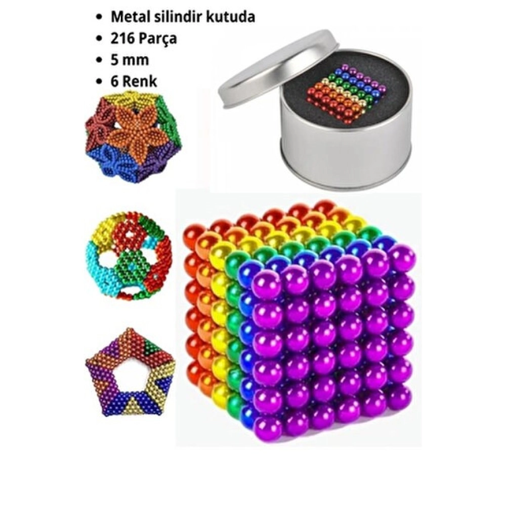 216 Adet 5mm Manyetik Top Seti Sihirli Miknatisli Küp Yapi Oyuncak Stres Rahatlama Eglenceli
