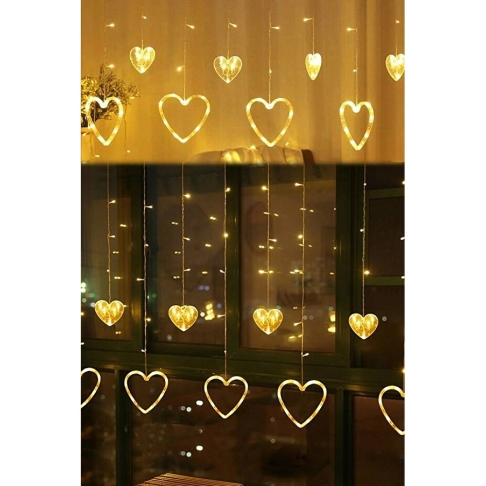 Asılabilir Sarkım Ledli Kalpli Modlu Dekoratif Ev Oda Bahçe Aydınlatma Sarkıtma Ledi