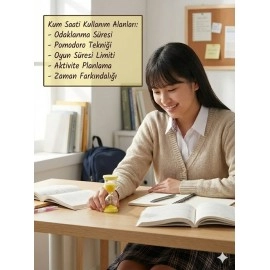 10 Dakika Sarı Kum Saati Dekoratif Zamanlayıcı Mutfak Ders ve Çocuk Oyun Süre Ölçer