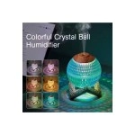 sonx Renkli Kristal Küre Tasarımlı LED Işıklı Hava Nemlendirici – Sessiz Çalışma ve Ahşap Desenli Kapak