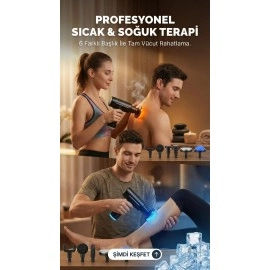 SONX Şarjlı Masaj Tabancası - Boyun Sırt ve Kas Ağrıları İçin Sıcak Soğuk Başlıklı Masaj Aleti - Sporcu Masaj Gun