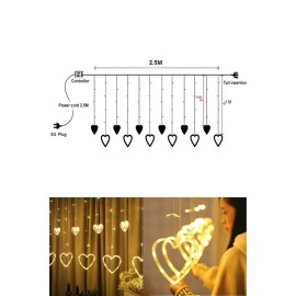 Asılabilir Sarkım Ledli Kalpli Modlu Dekoratif Ev Oda Bahçe Aydınlatma Sarkıtma Ledi