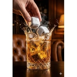 Paslanmaz Çelik Buz Küpü 4'lü Set Metal Soğutucu Küpler İçecek Tadını Bozmayan