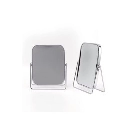 Gümüş Renk Ayarlanabilir KARE Metal Ayaklı Masa Üstü Makyaj Aynası –360° Döner,Dekoratif Tasarım