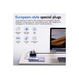 Aşırı Yük Koruyucu Avrupa Soket Kartı Tip-C Usb 2 m Uzatma Kablosu  Emniyet Anahtarı ile