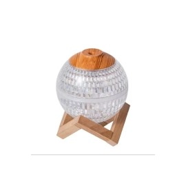 sonx Renkli Kristal Küre Tasarımlı LED Işıklı Hava Nemlendirici – Sessiz Çalışma ve Ahşap Desenli Kapak