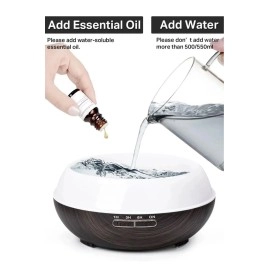 SONX Aroma Difüzörü Gece Işığı 7 Led Hava Nemlendirici Kumandalı Buhar Makinesi 500 ml (koyu kahverengi)