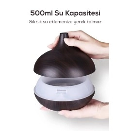 Aroma Difüzör Gece Işığı BEYAZ PARKE DESEN 7 Led Nemlendirici Kumandalı 550 ml Buhar Makinesi