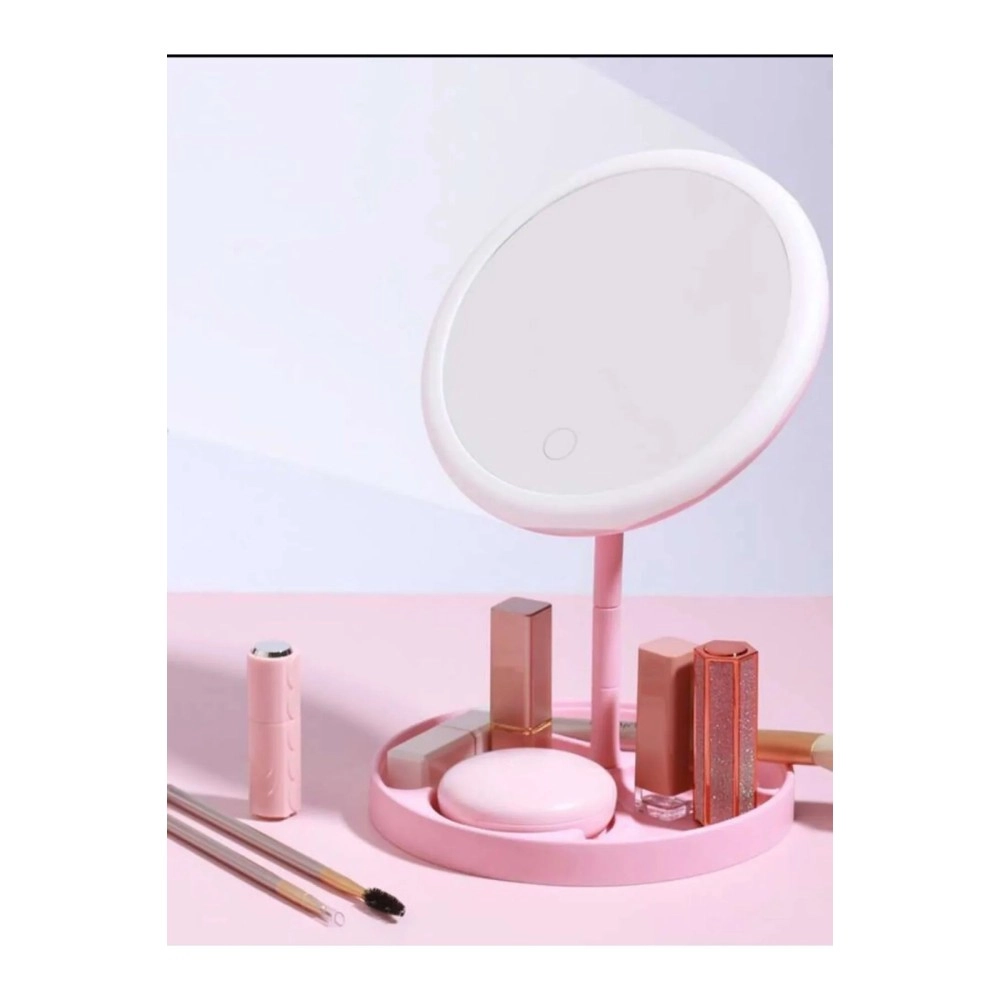 SONX  Dokunmatik Led Işıklı Usb Li Yuvarlak Masa Üstü Makyaj Aynası Makyaj Aynası Ledli