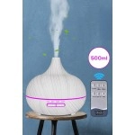Aroma Difüzör Gece Işığı BEYAZ PARKE DESEN 7 Led Nemlendirici Kumandalı 550 ml Buhar Makinesi
