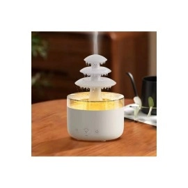 3 Katlı Şelale YAĞMUR Tasarımlı Ultrasonik Aroma Difüzör – 6 Renk LED Işıklı Hava Nemlendirici