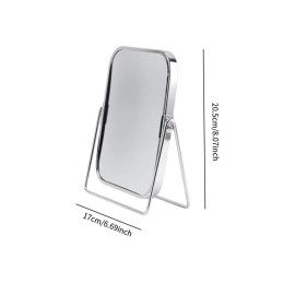 Gümüş Renk Ayarlanabilir KARE Metal Ayaklı Masa Üstü Makyaj Aynası –360° Döner,Dekoratif Tasarım